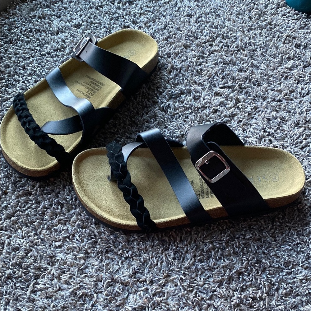 Black Strappy Sandals with Buckle